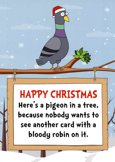 Funny Christmas cardsGreat British Card CompanyComedy Card CompanyPigeon in a Tree