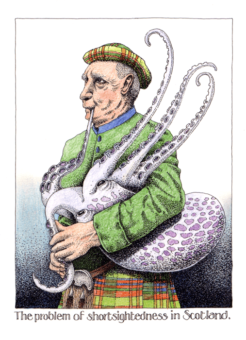 Funny card by Simon Drew - Shortsightedness in Scotland – Comedy