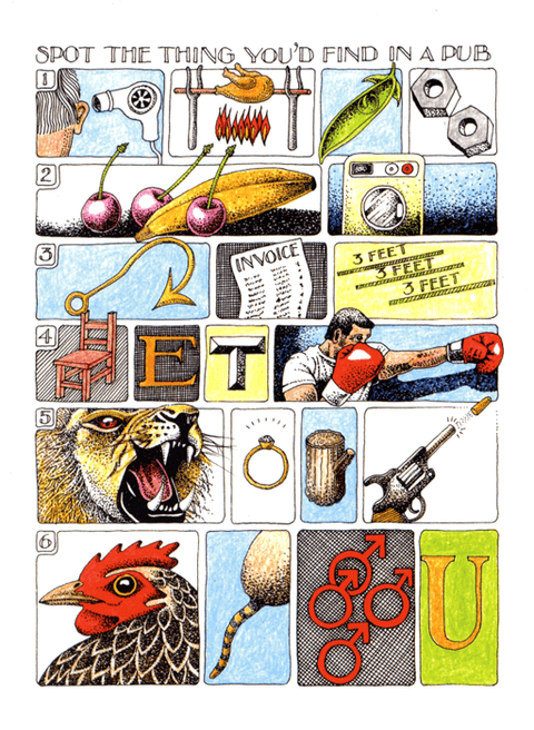 Greeting cardSimon DrewComedy Card CompanySpot things in a pub