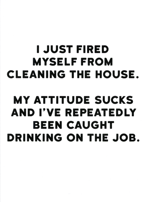 humorous greeting cardRedbackComedy Card CompanyCleaning the House