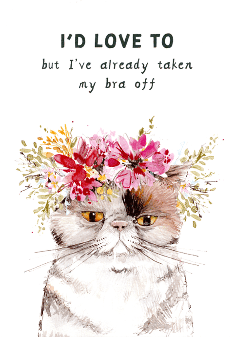 humorous greeting cardRosie Made a ThingComedy Card CompanyAlready taken bra off