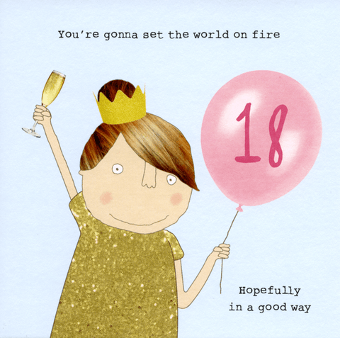 Birthday CardRosie Made a ThingComedy Card CompanyGirl - 18th - Set world on fire
