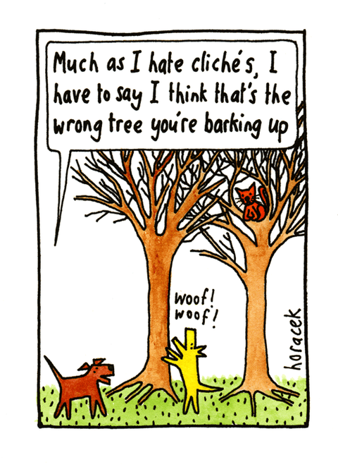 Funny CardsCath TateComedy Card CompanyDog - Wrong tree