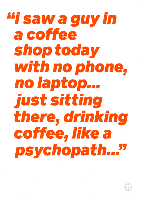 Funny CardsIconComedy Card CompanyCoffee shop with no phone or laptop