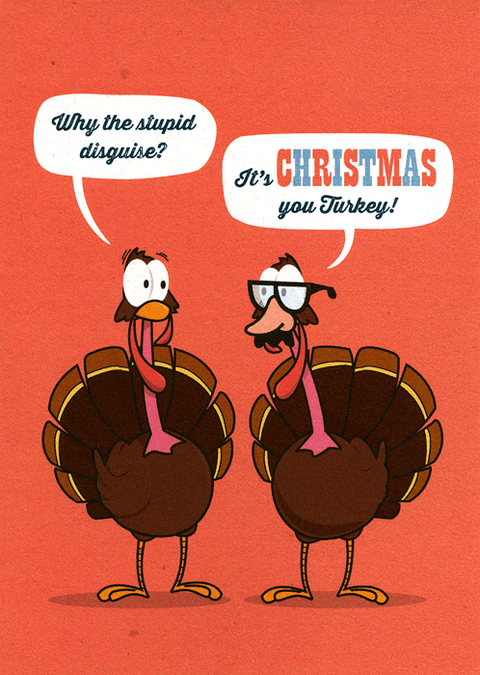 Funny Christmas cardsCardeliciousComedy Card CompanyTurkey - Why the stupid disguise?