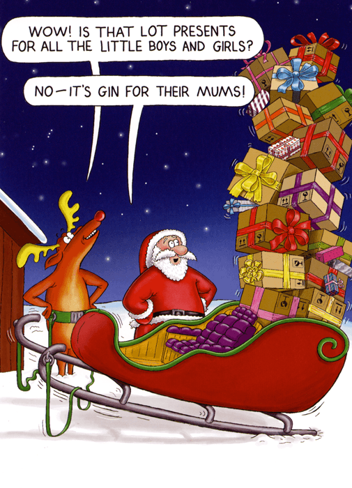 Funny Christmas card by Santa & Co - Gin for the Mums โ Comedy Card Company