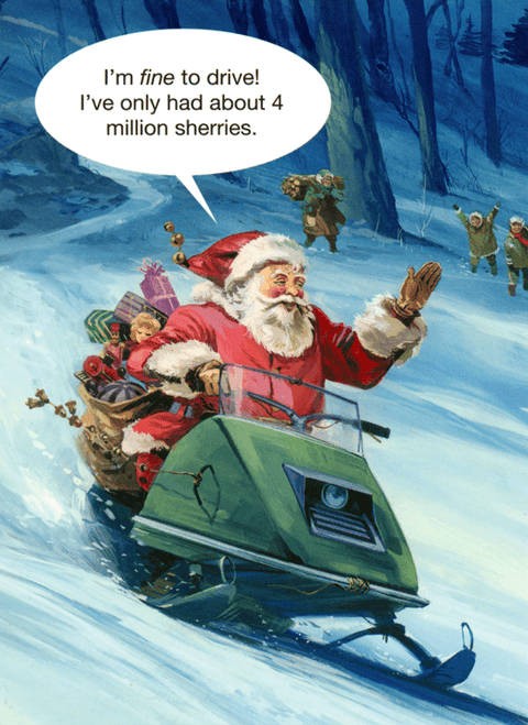 Funny Christmas cardsKiss me KwikComedy Card CompanySanta - Fine to drive