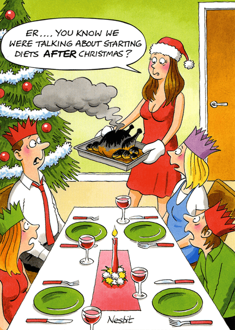 Funny Christmas cardsRainbow CardsComedy Card CompanyTalking about starting diets AFTER Christmas