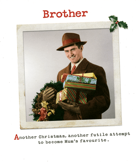 Funny Christmas cardsUK GreetingsComedy Card CompanyBrother - Futile attempt to become Mum's favourite