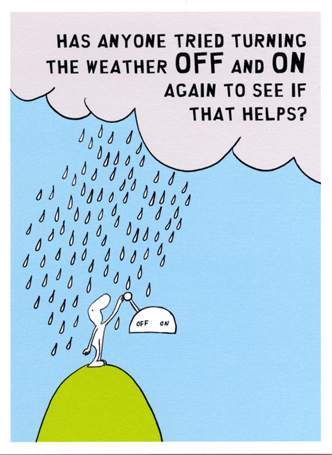 humorous greeting cardHarold's PlanetComedy Card CompanyTurn weather off and on