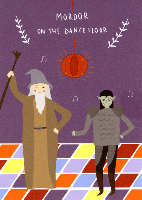 humorous greeting cardPaperlinkComedy Card CompanyMordor on the Dance Floor