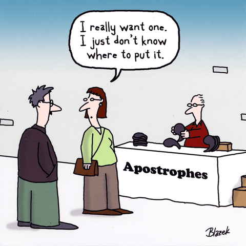 humorous greeting cardWoodmansterneComedy Card CompanyApostrophes