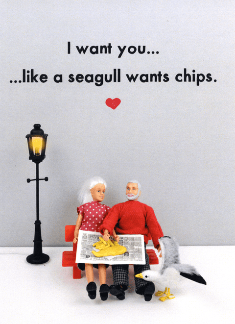 Love / Anniversary cardsBold & BrightComedy Card CompanyLike a seagull wants chips