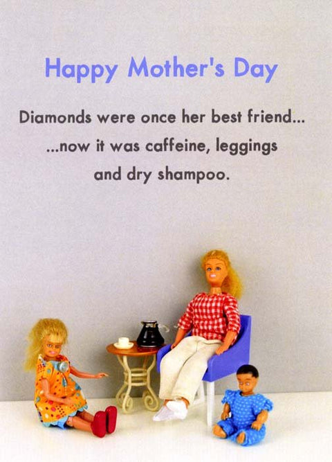 mother's day cardsBold & BrightComedy Card CompanyCaffeine, leggings and dry shampoo