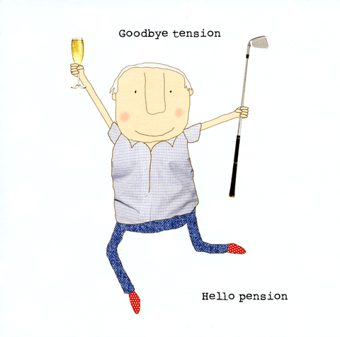 Retirement cardRosie Made a ThingComedy Card CompanyGoodbye tension, hello pension