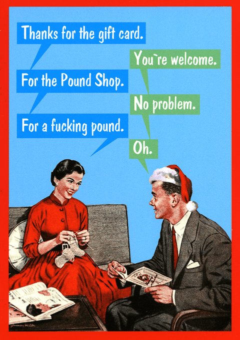 Rude Christmas CardsKiss me KwikComedy Card CompanyChristmas gift card for the Pound Shop