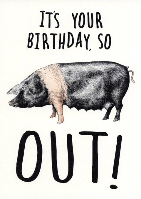 Birthday CardBewilderbeestComedy Card CompanyPig out