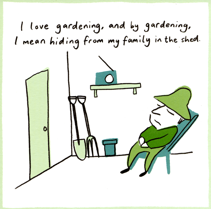 Funnt Shed Funny gardening card - Hiding in the shed – Comedy Card Company