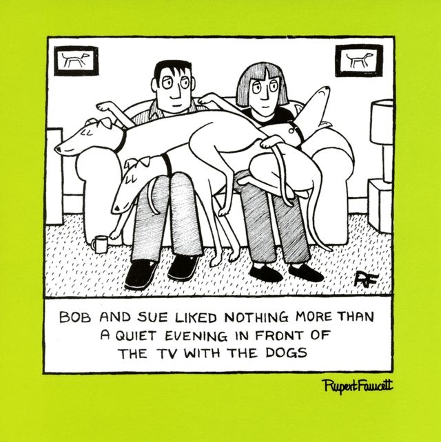 Funny card by Off the Leash - Quiet evening with the dogs – Comedy Card ...