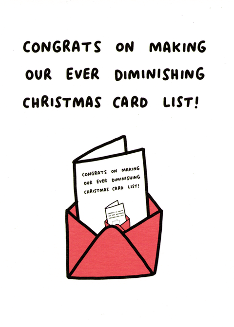 Funny Christmas cardsCath TateComedy Card CompanyDiminishing Christmas card list