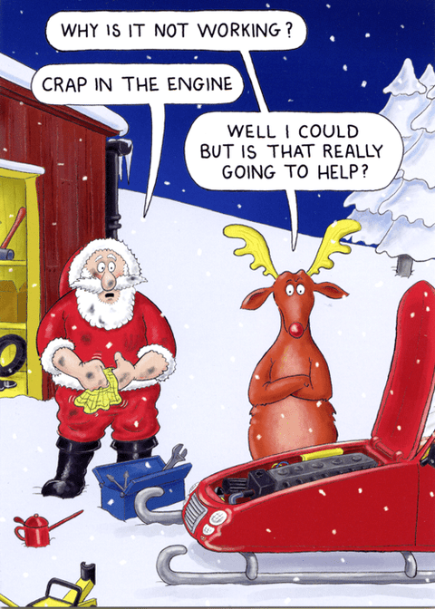 Funny Christmas cardsCharteris Christmas CardsComedy Card CompanyCrap in the Engine