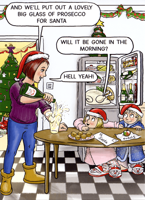 Funny Christmas cardsCharteris Christmas CardsComedy Card CompanyProsecco for Santa