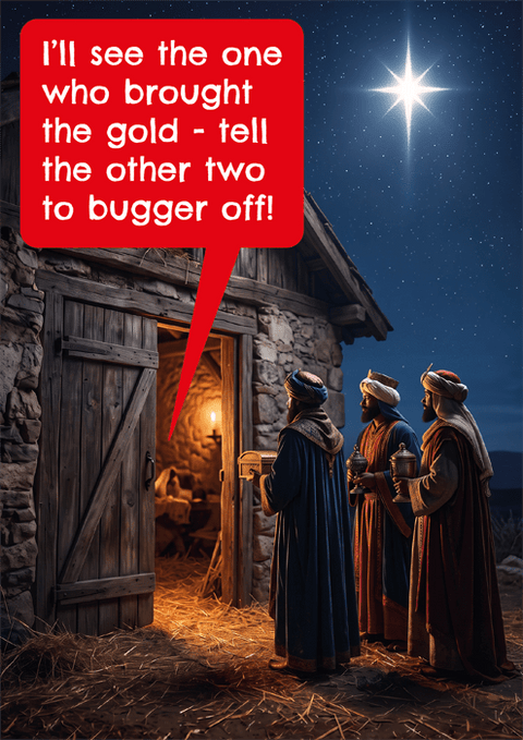 Funny Christmas cardsComedy Card CompanyComedy Card CompanySee one who brought gold