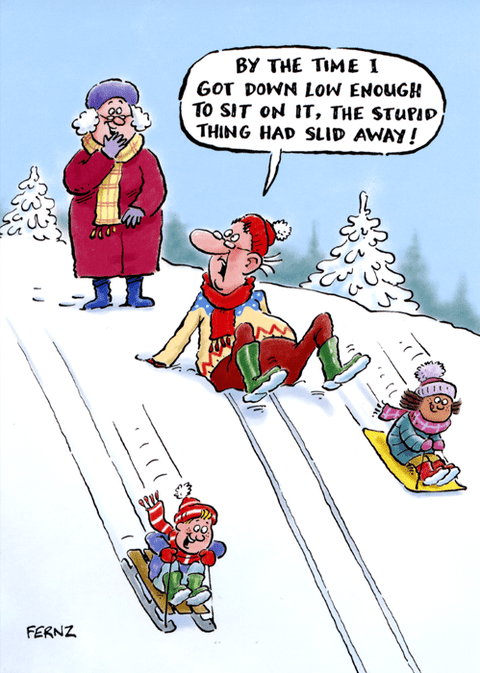 Funny Christmas cardsGreat British Card CompanyComedy Card CompanySledge slid away