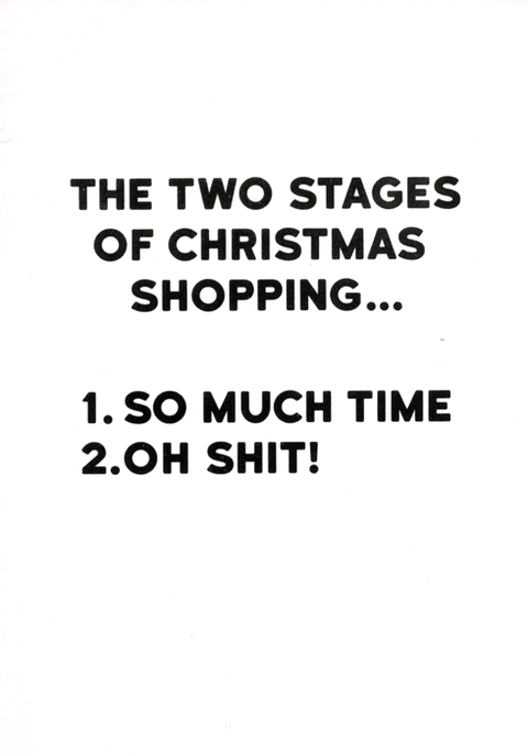 Funny Christmas cardsRedbackComedy Card CompanyTwo stages of Christmas shopping