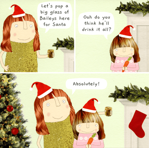 Funny Christmas cardsRosie Made a ThingComedy Card CompanyBig glass for Santa