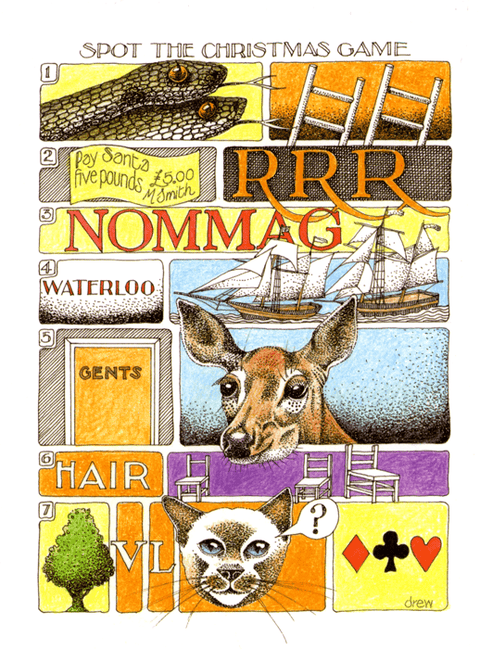 Funny Christmas cardsSimon DrewComedy Card CompanySpot the Christmas Game