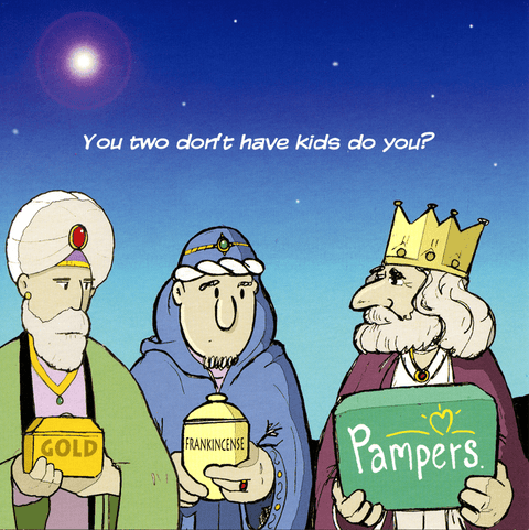 Funny Christmas cardsTwizlerComedy Card CompanyGold, Frankincense and Pampers