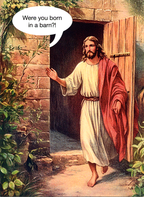 Funny Greeting CardKiss me KwikComedy Card CompanyBorn in a barn