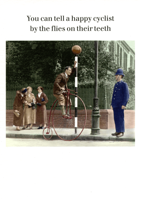 humorous greeting cardCath TateComedy Card CompanyHappy Cyclist