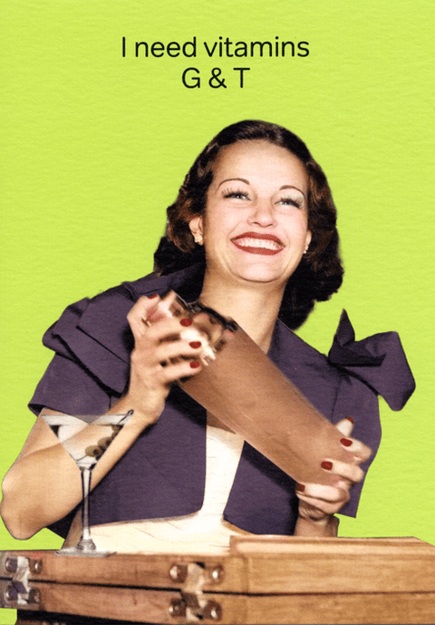 humorous greeting cardCath TateComedy Card CompanyVitamins G & T