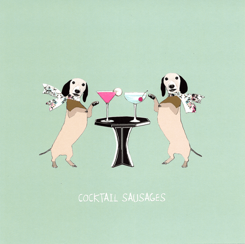 humorous greeting cardSally ScaffardiComedy Card CompanyCocktail sausages