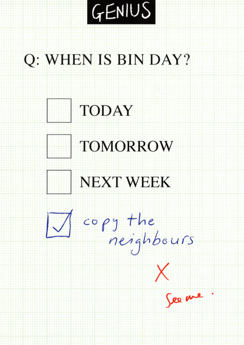 humorous greeting cardWoodmansterneComedy Card CompanyBin Day