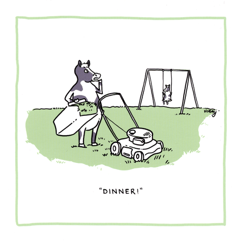 humorous greeting cardWoodmansterneComedy Card CompanyCow - Dinner!