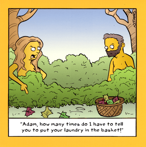 humorous greeting cardWoodmansterneComedy Card CompanyLaundry in basket