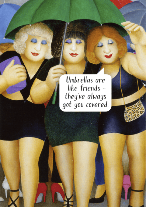 humorous greeting cardWoodmansterneComedy Card CompanyUmbrellas like friends