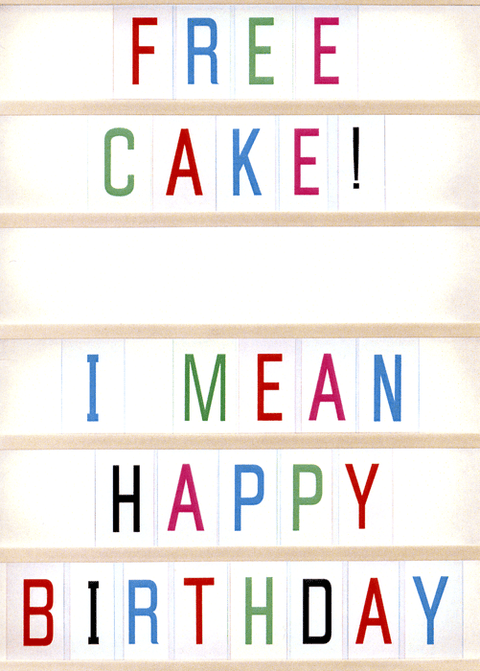 Birthday CardBrainbox CandyComedy Card CompanyFree cake! I mean Happy Birthday