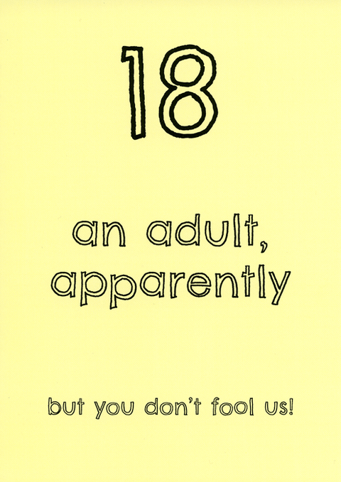 Birthday CardComedy Card CompanyComedy Card Company18th - an adult, apparently