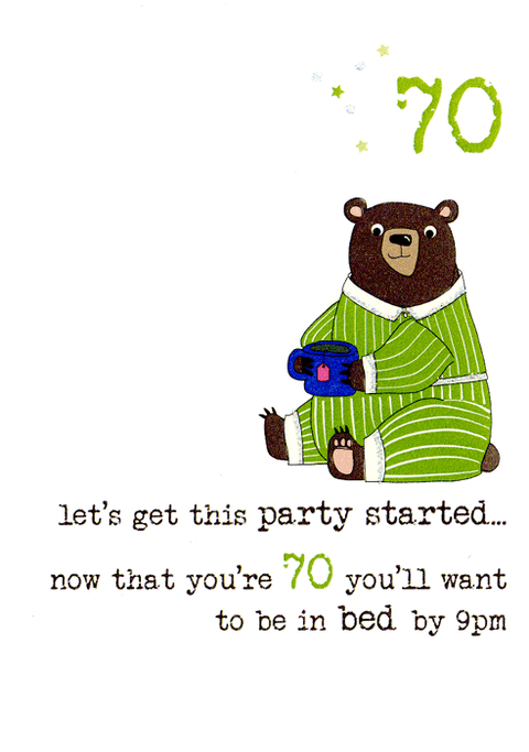 Birthday CardDandelion StationeryComedy Card Company70th - Bed by 9pm