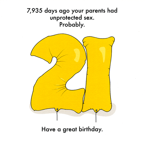 Birthday CardObjectablesComedy Card Company21st birthday - 7,935 days ago your parents had sex