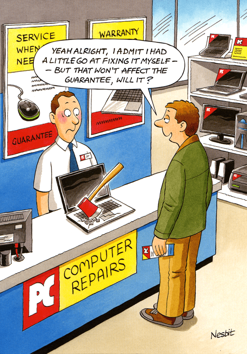 Computer Repair Comics Humor Draw Funny Cartoon In New Yorker Style By