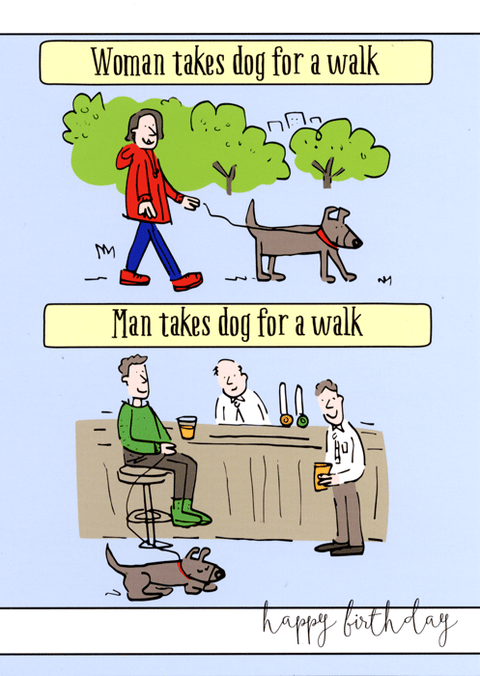 Birthday CardRainbow CardsComedy Card CompanyMan takes dog for walk