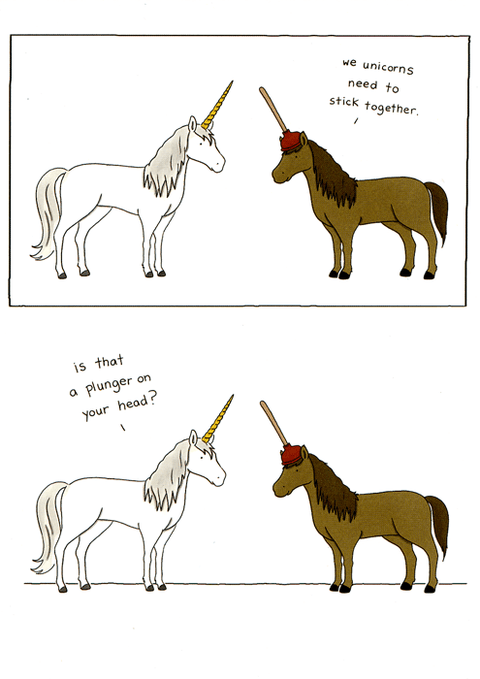 Funny CardsRedbackComedy Card CompanyUnicorns - plunger on head