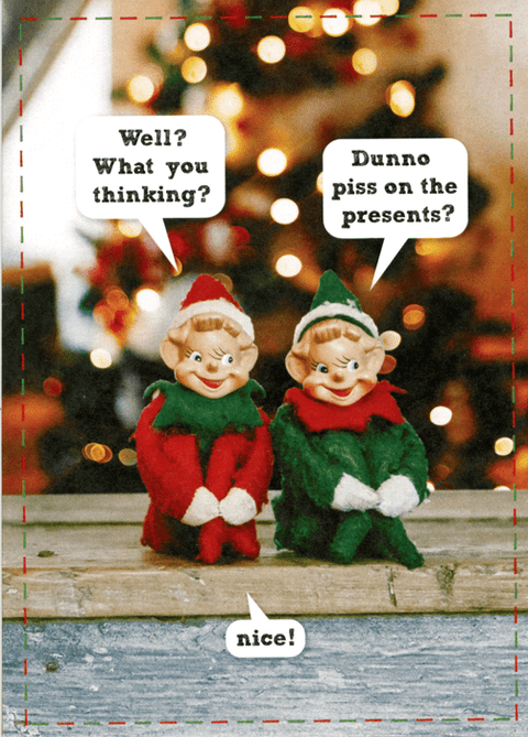 Funny Christmas card Piss on the presents Comedy Card Company