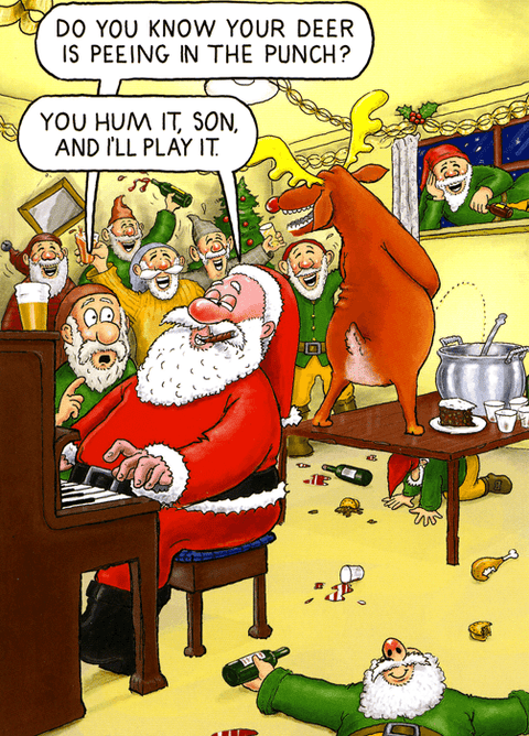 Funny Christmas cardsCharteris Christmas CardsComedy Card CompanyDeer peeing in Punch