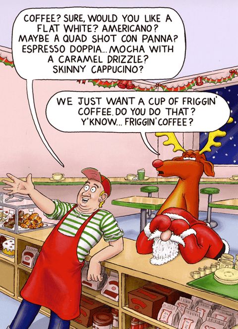 Funny Christmas cardsCharteris Christmas CardsComedy Card CompanyFriggin coffee